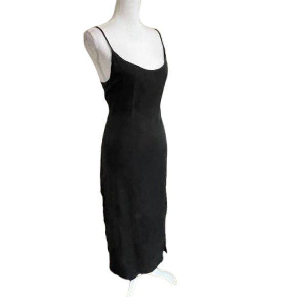 ZARA Spaghetti Straps Midi/Maxi Minimalist LBD Slip Black  Dress - Picture 9 of 14